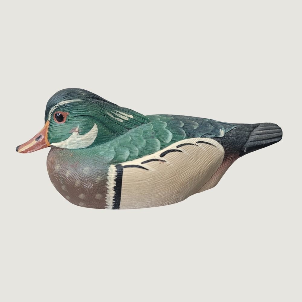 Vintage 1984 Hand Painted Wood Duck Drake Figurine Signed P Murphy Decoy Art